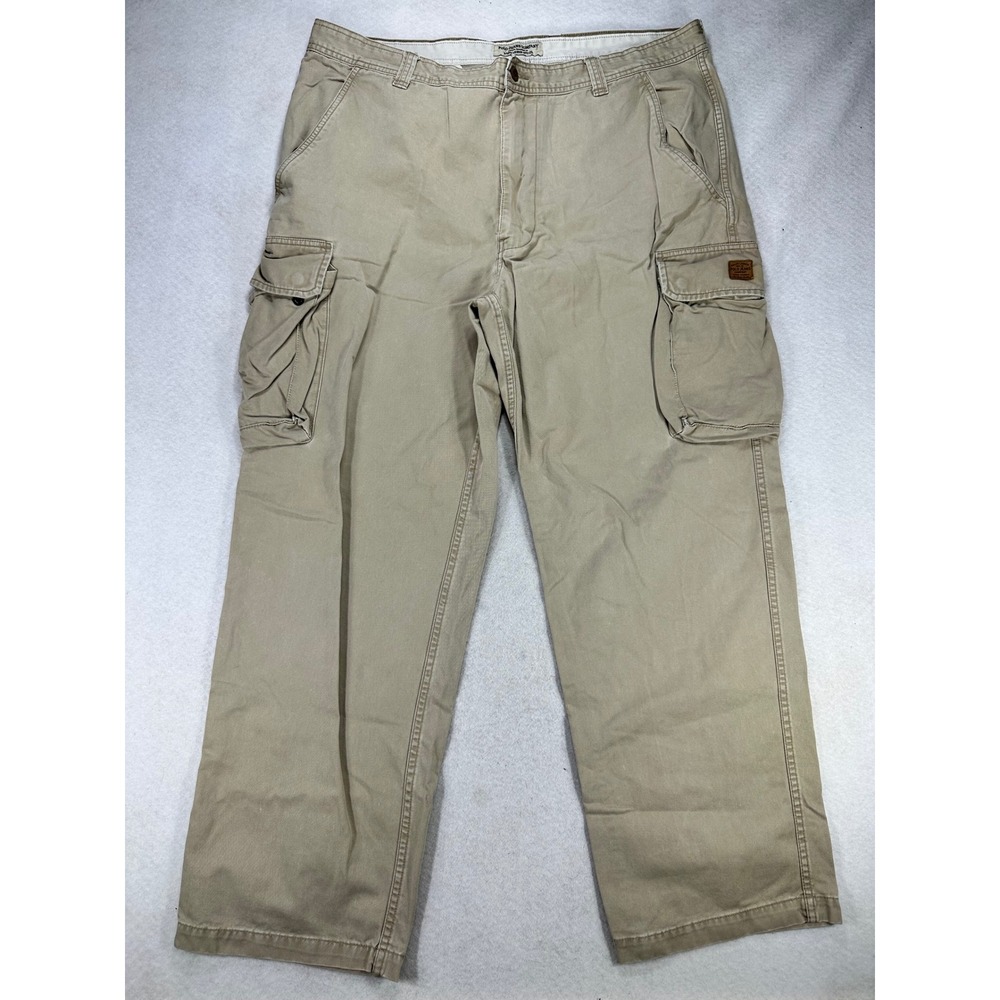 Polo Jeans Co Ralph Lauren Mens 40x32 Khaki Tan Cotton Cargo Pants Straight Leg